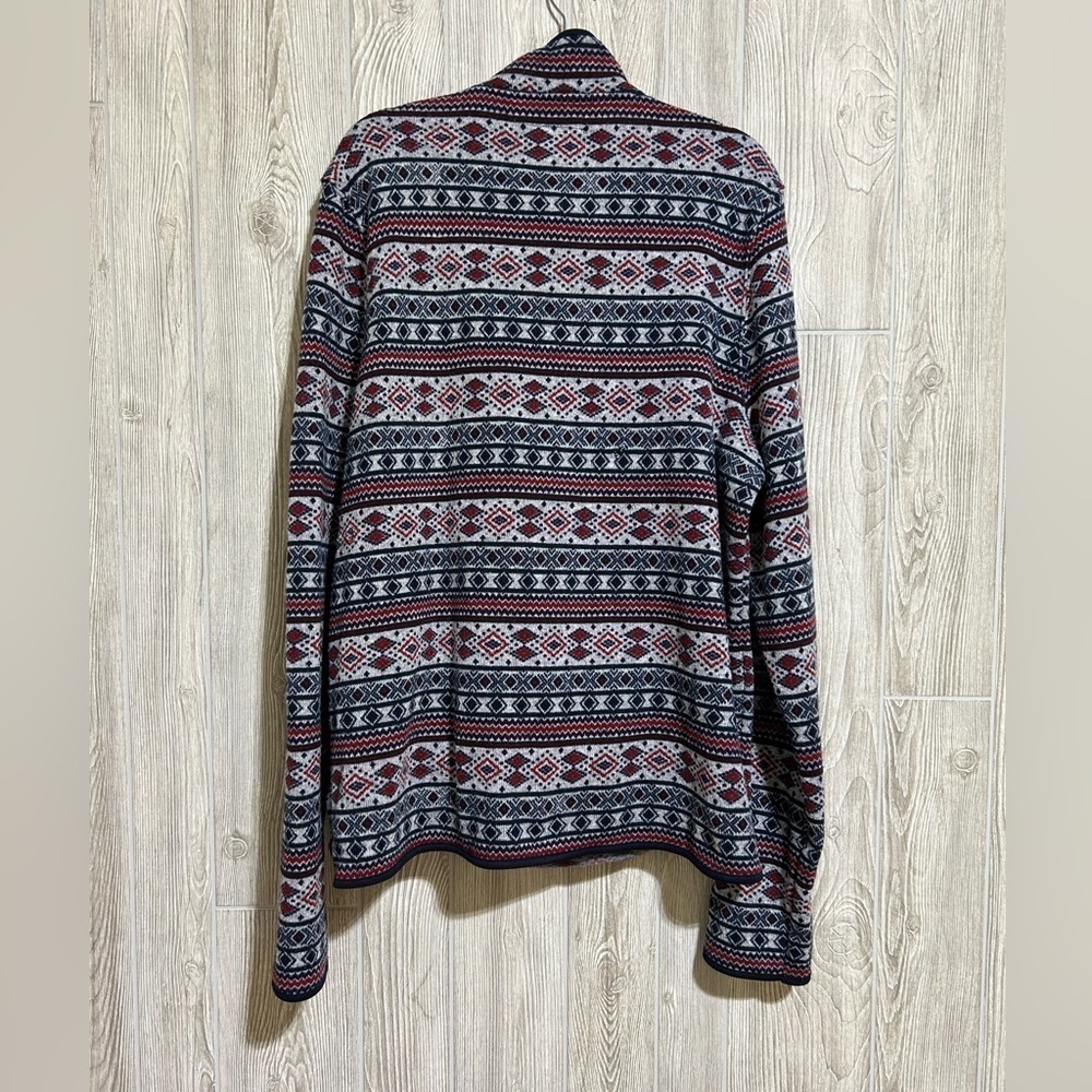 American Eagle Men’s Quarter Zip Sweater Fleece Blue Red Gray 2XL - Picture 10 of 12